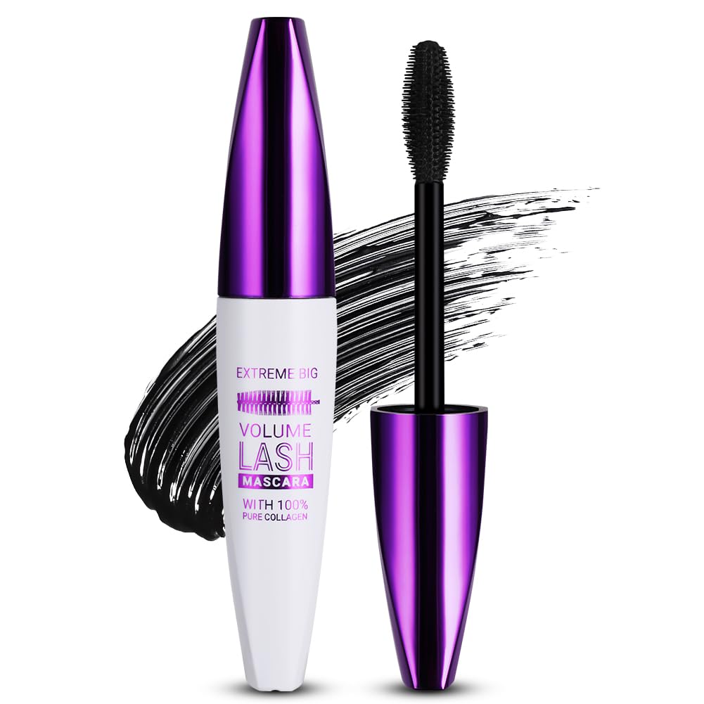 5D Silk Fiber Mascara Waterproof, Schwarz Wimperntusche für Empfindliche Augen, Langlebige Volumizing Curling Verlängerung Make-Up für Weihnachten, Halloween, Partys, Hochzeiten