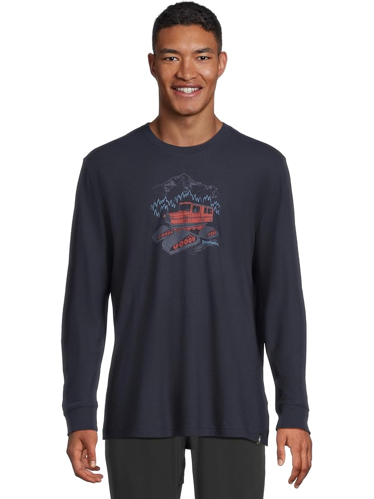 Navy Smartwool Snowcat Graphic Long Sleeve Graphic Tee
