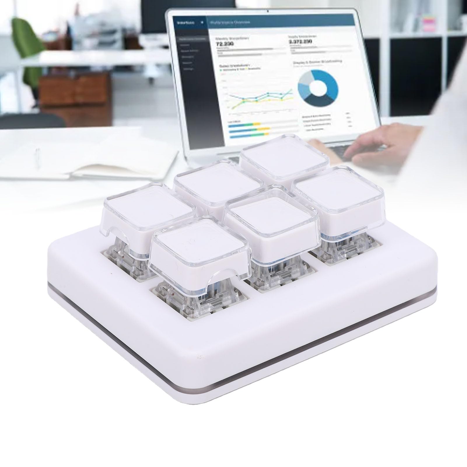 Luocute Tastierino Macro, 6 Tasti con una Sola Mano (WHITE) | Tastiera meccanica, interruttore blu, tastiera programmabile USB cablata, per computer portatile