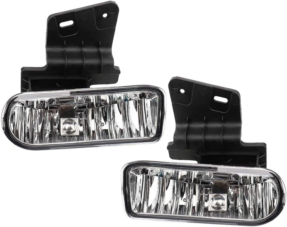 MAYASAF Clear Lens Fog Light Pair of Bumper Fog Lamp Assembly Compatible for 1999 2000 2001 2002 Silverado 1500/2500/3500, 2000-2006 Suburban Tahoe Exclude Z71