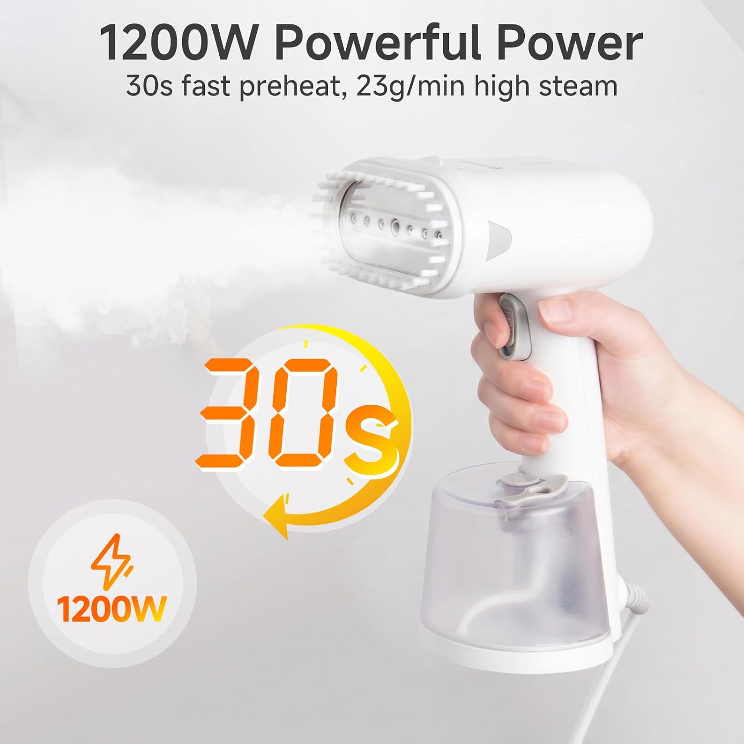 SIMPLUS Steamer for Clothes, Handheld Garment Steamer 1200W, 9.8 fl oz Capacity, 30S Fast Heat-Up, Portable Fabric Steamer for Home & Travel