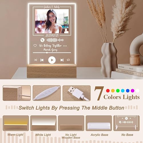 Miniatura 9 de ShineSand Placa personalizada de Spotify con imagen, placa de música acrílica personalizada con foto, regalos personalizados para novio, novia,