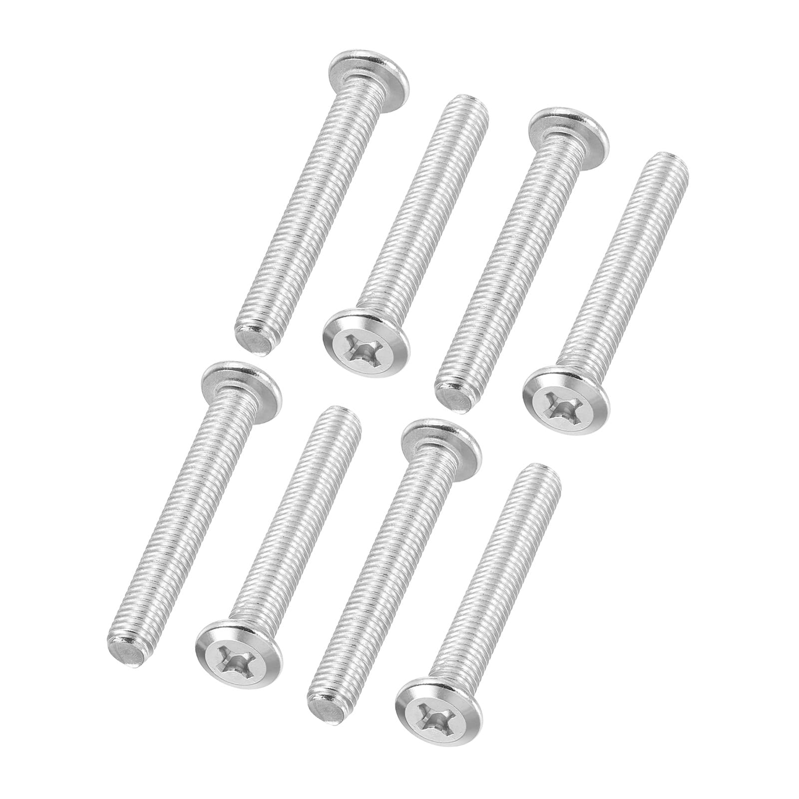 PATIKIL Flat Round Head Phillips Screws, 8 Pack M8-1.25 x 55mm Binding Screws 304 Stainless Steel 18-8 Full Thread