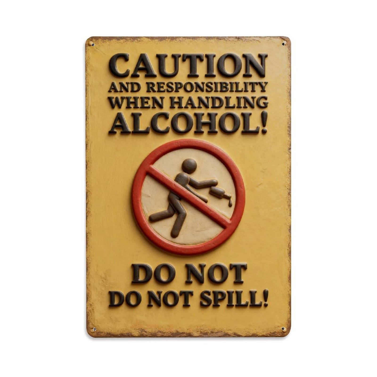 Yellow Background Warning Sign With Symbol Vintage Metal Tin Sign Retro Wall Decor, Bar Garage Cafe Kitchen Home Wall Art Poster Decoration 8x12inches