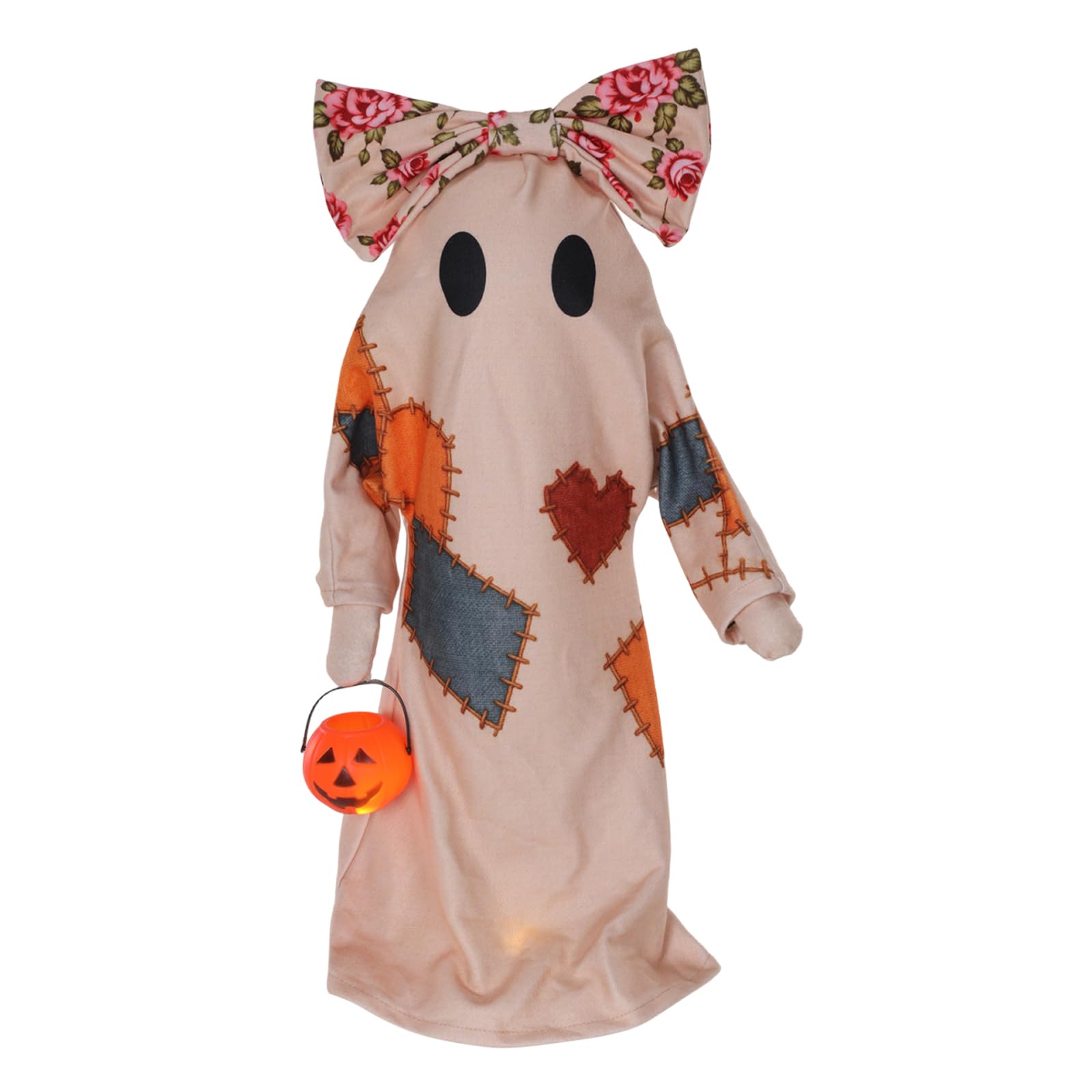 Patchwork Ghost Halloween Lighted Table Ornament Decoration