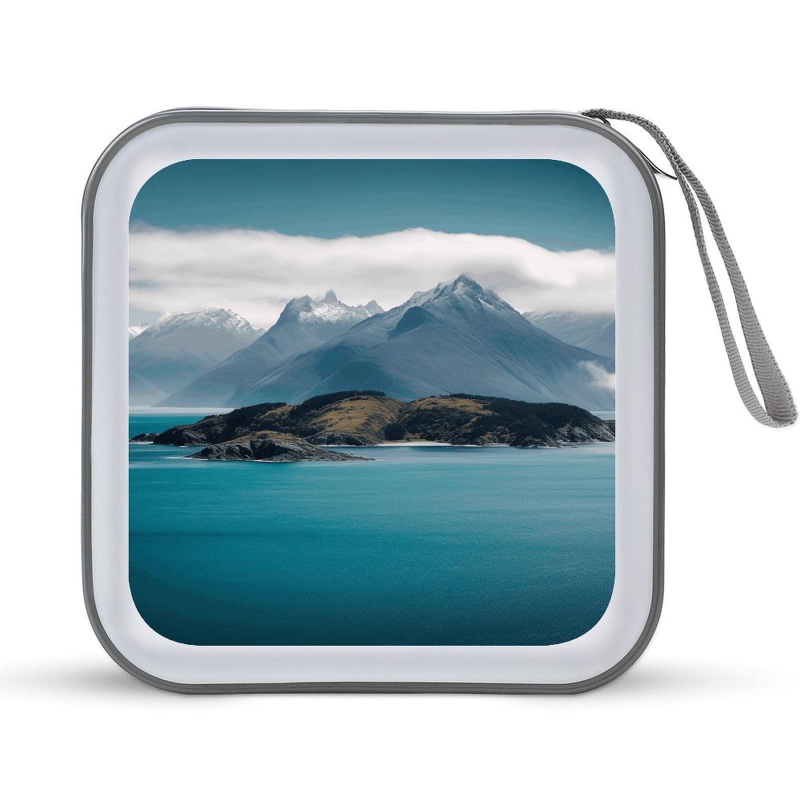 FekiLoot Islands And Mountain CD Case 40 Capacity DVD Case Holder Hard Plastic DVD Disc Storage Binder for Car Portable Zipper Disc Storage Organizer Wallet Bag for Home Travel