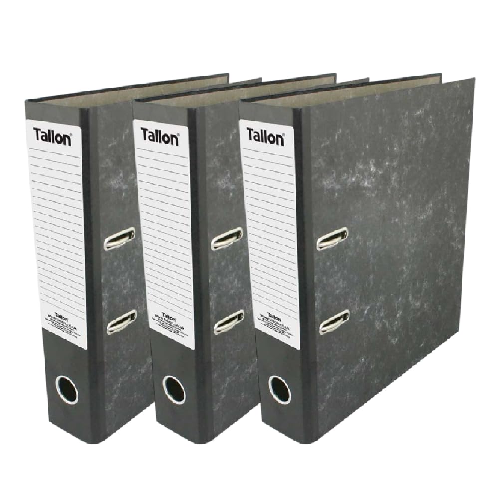 Set of 3 - A4 Lever Arch File โ Black Cloudy Effect, Heavy Duty Office & School Folder with Label Spine, Durable Filing Organiser, Strong Binder for Documents, Papers, Reports - (A4 Lever Arch File)
