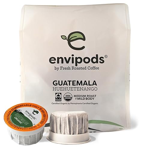 Fresh Roasted Coffee, Huehuetenango orgánico guatemalteco, tostado medio, Kosher, 12 unidades, compatible con cafeteras de taza de 1.0 y 2.0 K