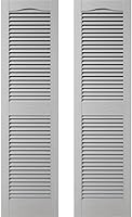 Vista 27 de Builders Edge 12 pulgadas de ancho x 48 pulgadas de alto, montante central superior de catedral estándar, persianas con listones abiertos, incluye