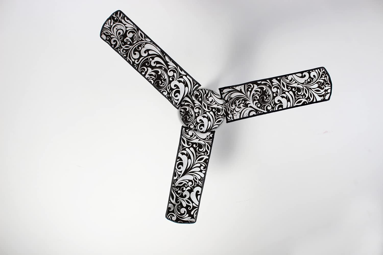 The Furnishing Tree Waterproof & Dustproof Three Blade Ceiling Fan Cover with Attachable End Enclosure Set of 1 Fan Cover Floral Black-image-6