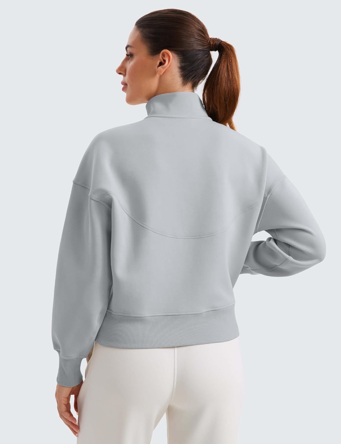 CRZ YOGA SoftAura Half Zip Sweatshirt for Women Long Sleeve Pullover Workout Casual Funnel Neck Tops with Pocket
