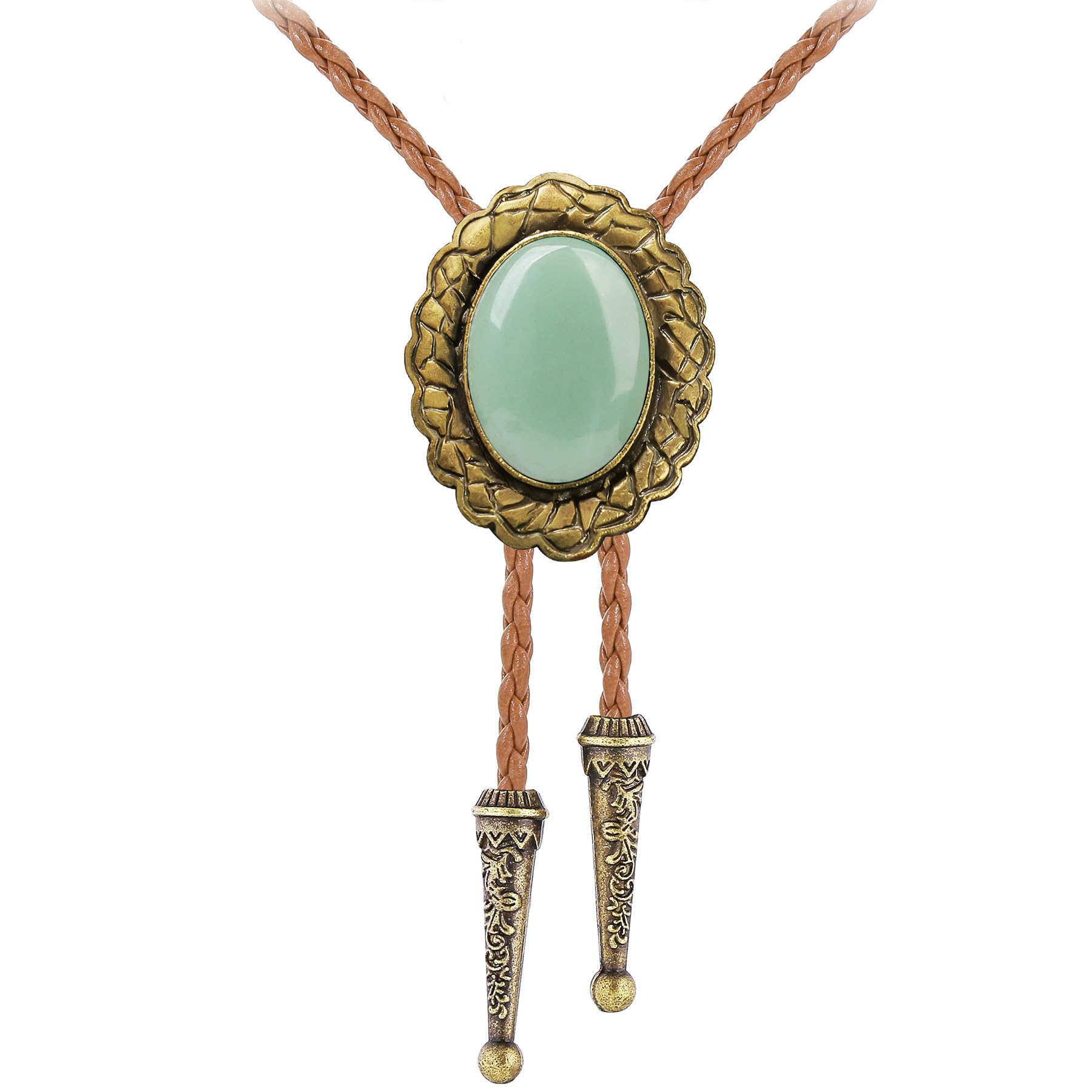 Jeilwiy Bolo Tie for Men Real Stone Westwern Cowboy Ties Silver Bolos Women Leather Necktie Gift for Birthday Christmas