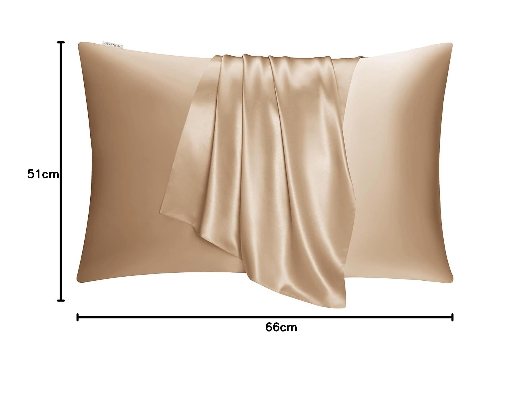 DISANGNI Funda de almohada de seda de morera 100% natural para cabello y piel con cremallera oculta, 22 Momme Ambos lados, funda de almohada de seda real, 1 pieza (dorado, King)