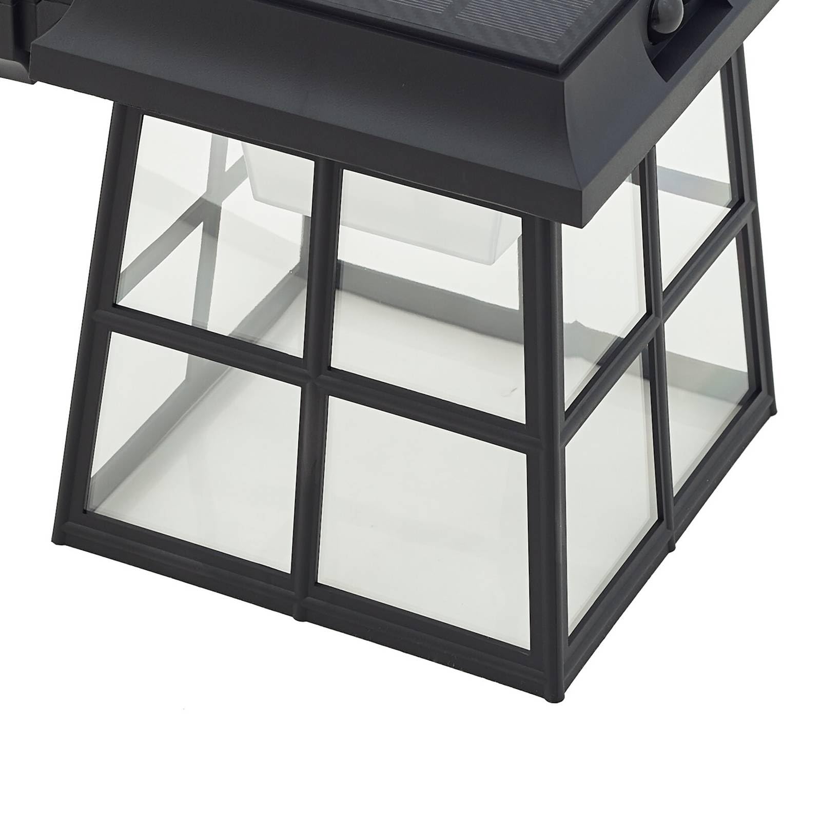 Lindby LED Solarleuchte außen Latarka mit Bewegungsmelder (spritzwassergeschützt (Modern) in Schwarz (1 flammig,) - Solar-Wandleuchten Wandlampe für Outdoor & Garten