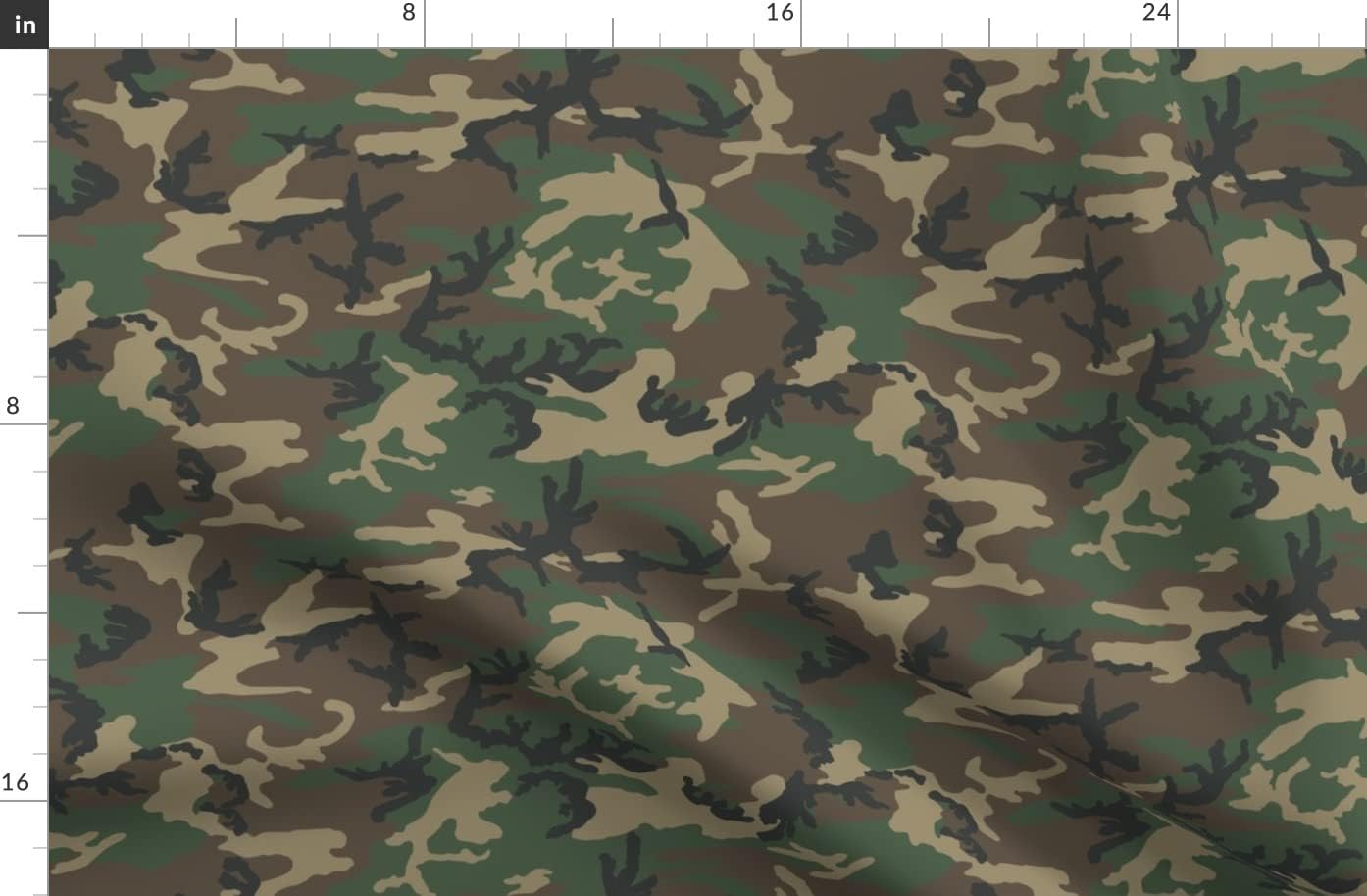 Spoonflower Fabric - Woodland Camo Scale Camouflage Green Brown Beige Army Outdoors Printed on Organic Cotton Sateen Fabric by The Yard - Sewing Quilting Apparel Home Decor