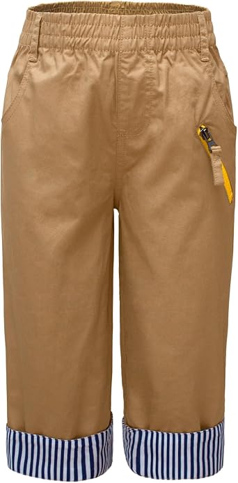 MEILONGER Boys Shorts Kids Cotton Cargo Pants Twill Elastic Waist