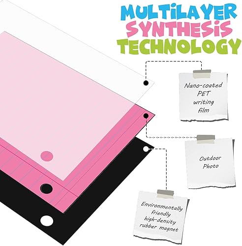 Miniatura 5 de Crtiin Juego de sábanas magnéticas de 6 piezas para refrigerador de 8 x 10.5 pulgadas, colorido juego de sábanas magnéticas de borrado en seco con 6