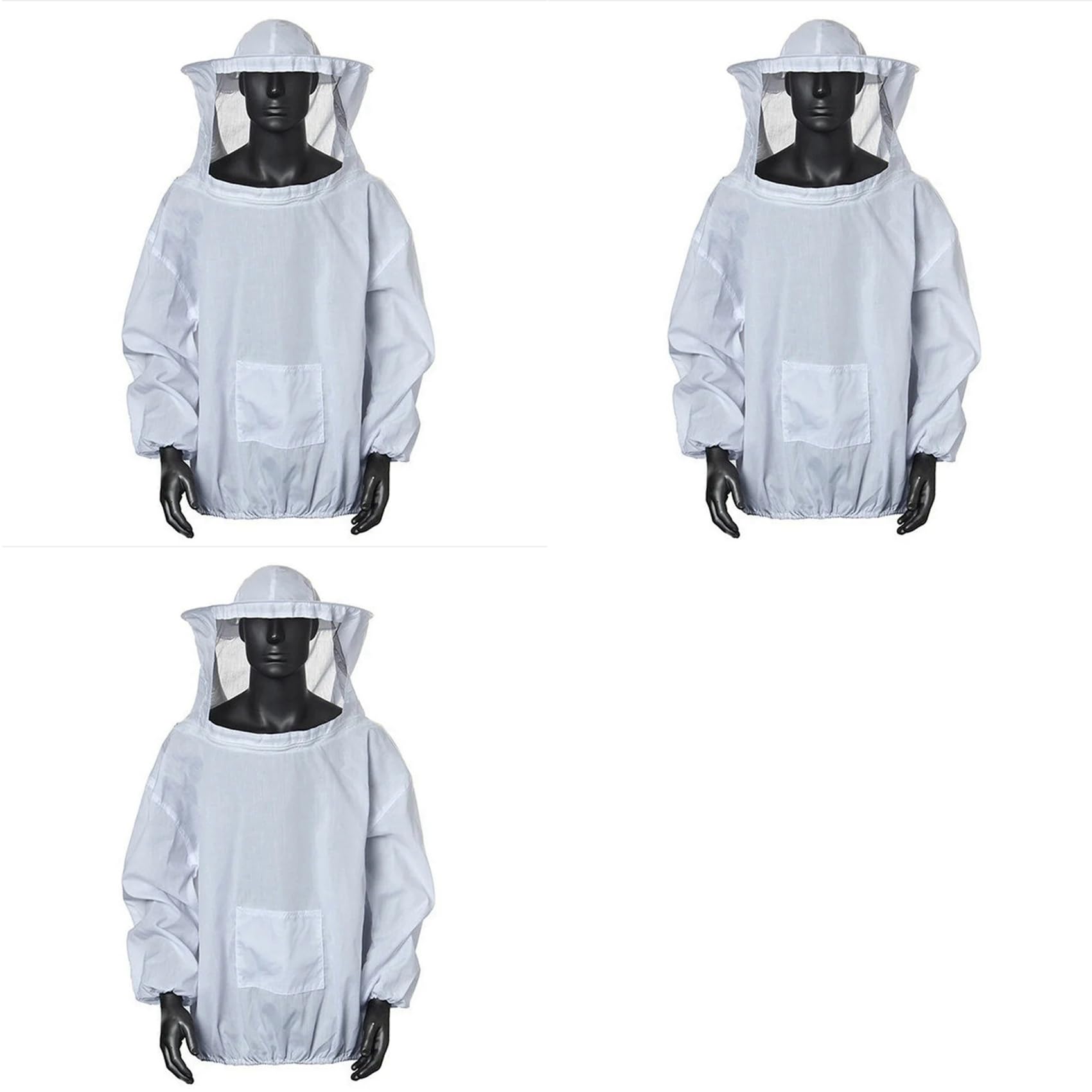 Jnchdghwa White 3X Protective Beekeeping Jacket Veil Overalls, Beekeeping Cap Sleeves Beekeeper Suit, Beekeeping Bee Jacket