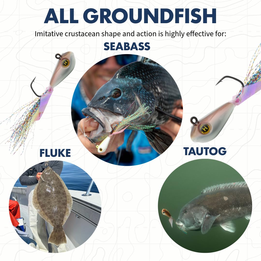 Hogy Groundfish Biki Jig, Jig Head for Fishing | VMC Barbarian Hook | Saltwater & Freshwater Fishing Lures for Tog, Fluke, Sea Bass, Cod | Swim & Slow Jig Fishing Bait for Shallow Waters