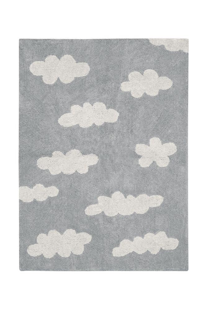 Lorena Canals Wolken waschbarer Teppich, Baumwolle, Grau, 120 x 160 x 30 cm