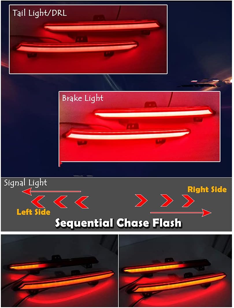 ECAHAYAKULED Rear Bumper Reflector Tail Lights Turn Signal Sequential Flashing Brake Driving Fog Lamps Accessories Kit Compatible With Honda Accord 10th 2018 2019 2020 2021 2022