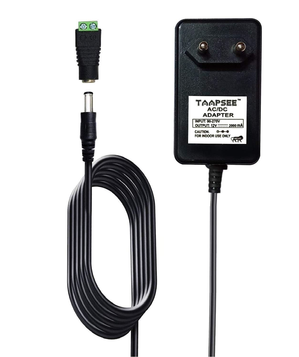 Taapsee 12V 2A Power Supply Adapter Wall Mounted AC to DC 12 Volt 24W 2000mA 1.8A 1.5A 1.2A 1A Power Converter Transformer with 5.5x2.5/2.1mm DC Female Screwtype Connector (2 Meter Long Wire, Black) (B0CTG67HRZ) Amazon Price History, Amazon Price Tracker