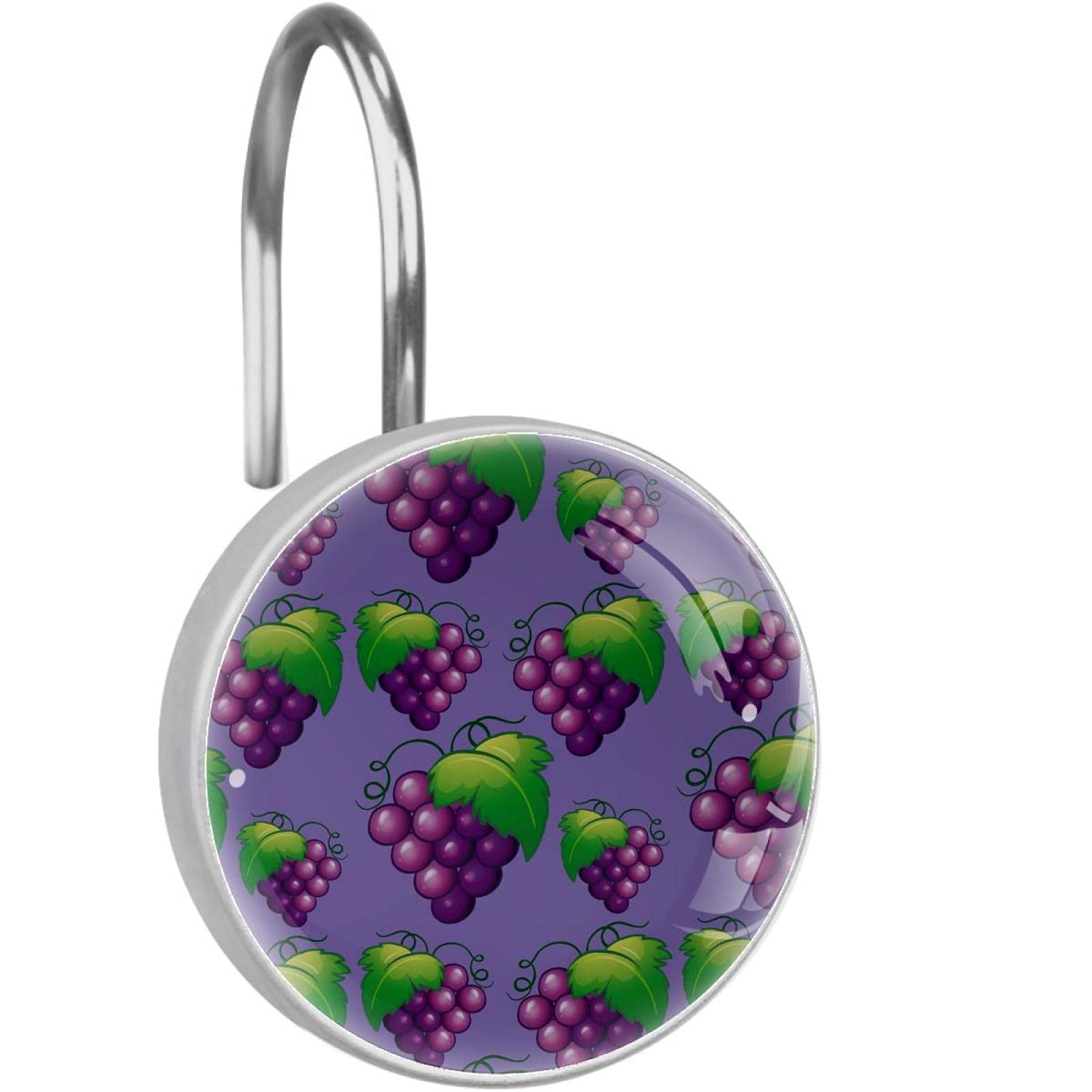 Crochets rideau de douche motif raisin violet pour une décoration de salle de bain fraîche et moderne