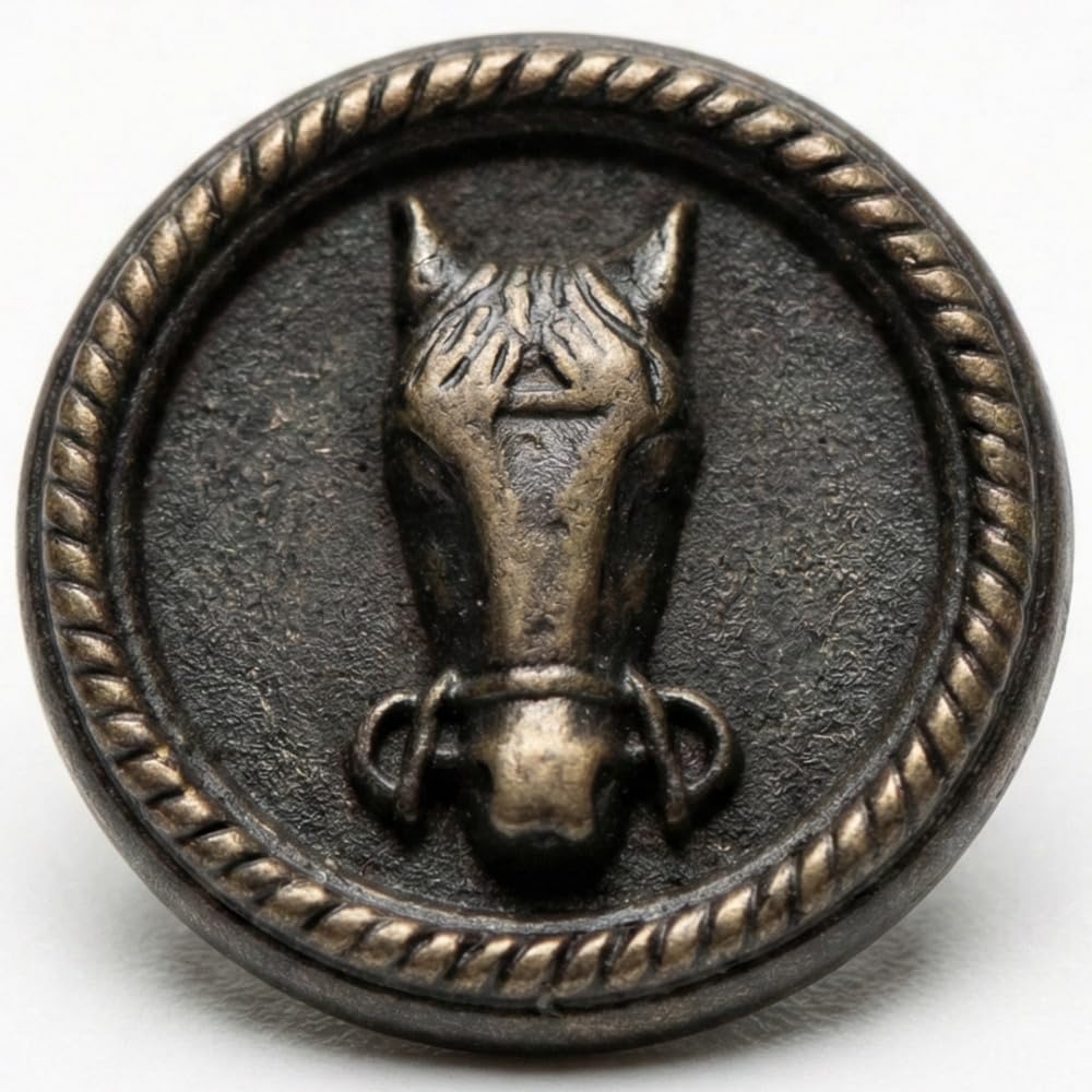 Bronze Horse Head Metal Shank Buttons 23mm 10 Pack