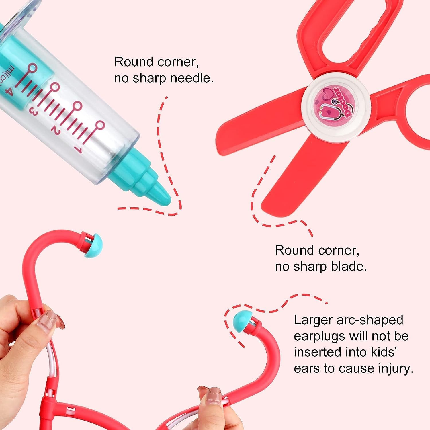 deAO Doctor Kit for Kids Ages 3+, Pretend Doctor Play Set with Doctor Cart, Costume and Stethoscope, Toddlers Doctor Role Playset Medical Kit for Girls Boys (Pink)