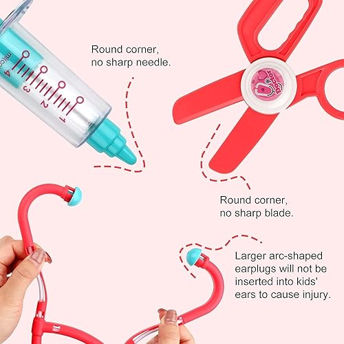Miniatura 7 de deAO Kit de médico de juguete para niños a partir de 3 años, juego de estación médica de juego de simulación, juego de disfraz de médico para niños