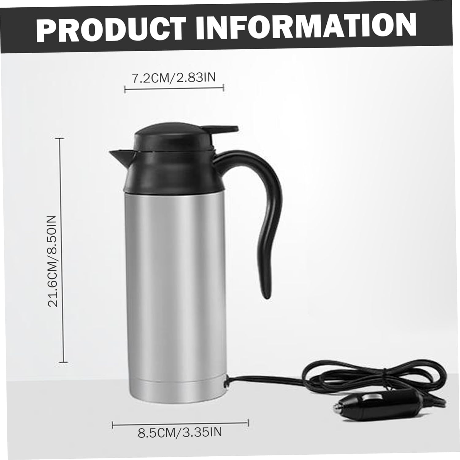 12 Volt Water Heater, Car Kettle, 750Ml Stainless Steel Portable Electric Kettle, Heat Insulation ＆ Anti-Scalding, 12V/24V Hot Water Maker for Tea, Coffee, Milk, Portable Electric