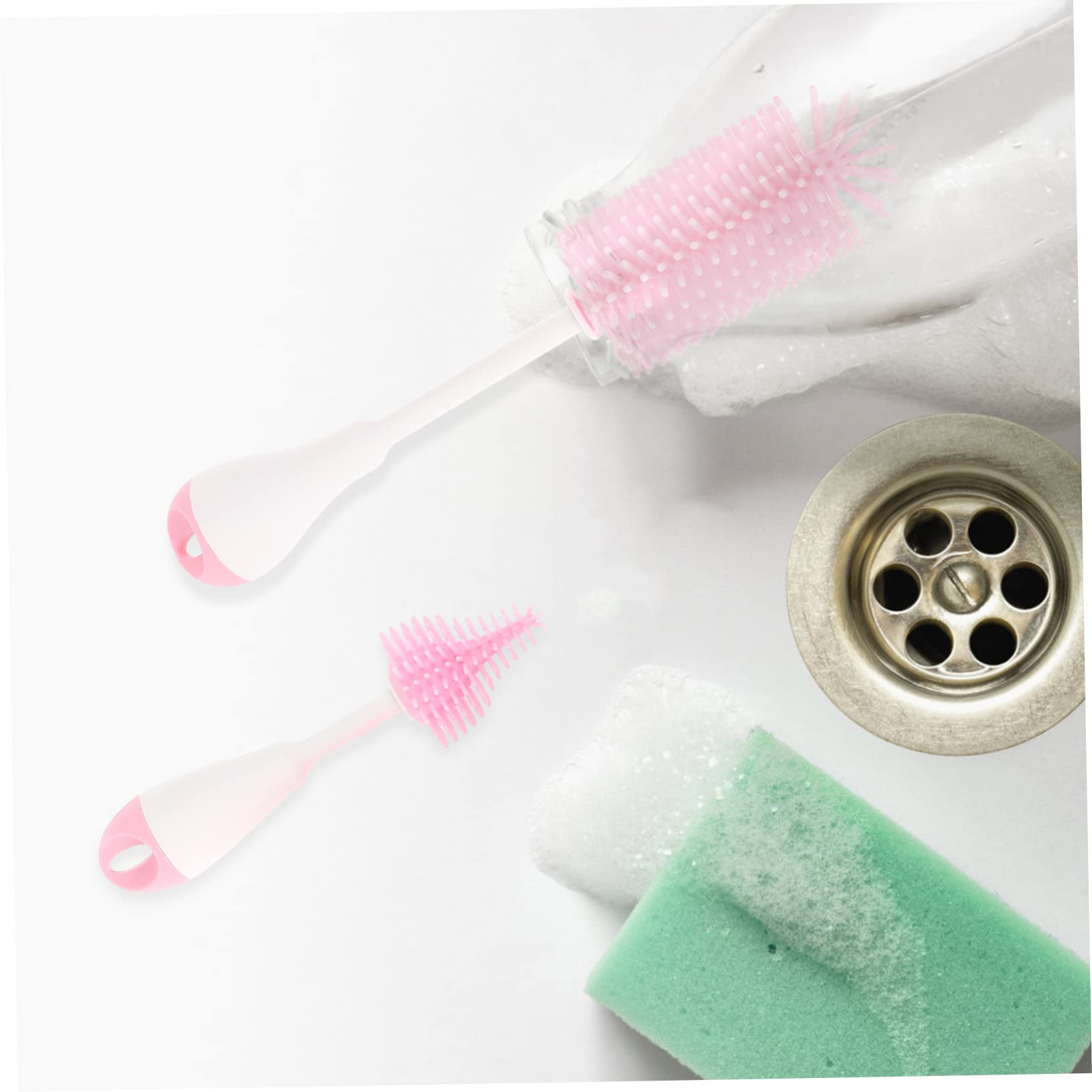 HEMOTON 3pcs Cleaning Brush Set Mug Brush Bottle Washer Bottle Cleaner Straw Cup for Household Cleaning He Washer Machine Cleaner Feeding Bottle Brush Bottle Cleaning Brush Abs Pink