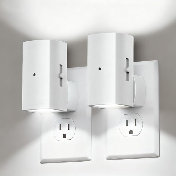 Brightown LED Night Light Plug in, Modern Night Lights Plug into Wall, Dusk to Dawn Sensor, Black, Soft White 2 Pack-1