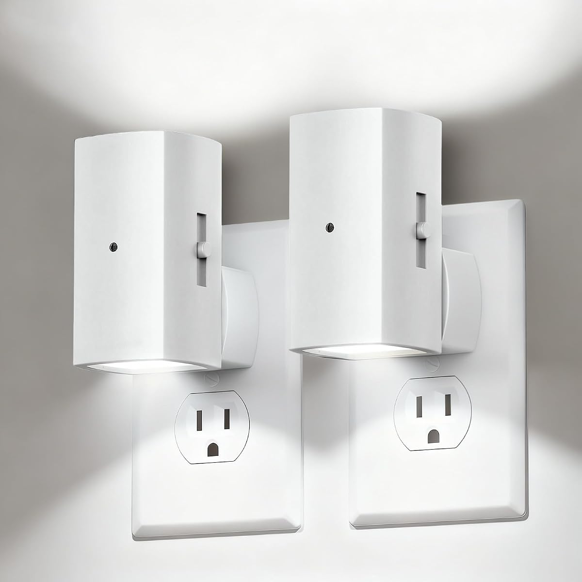 Brightown 2 Pack White Night Lights Plug into Wall Modern Night Light with