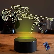 Optical Illusion 3D Weapon Night Light 16 Colours Different Remote Control USB Power Touch Switch Decor Lamp LED Lamp Table Brithday Christmas Gift [Energy Class D]