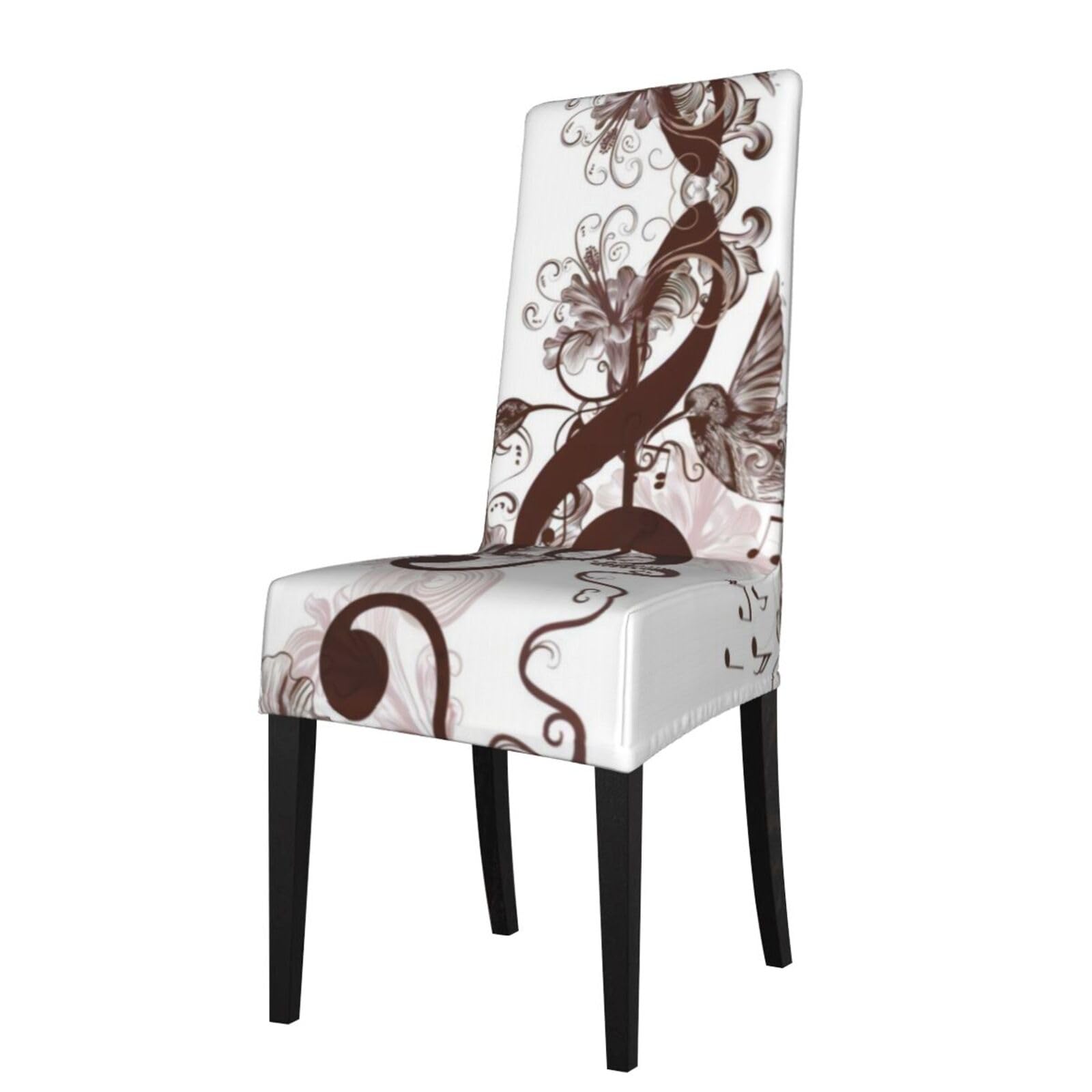 Hlsbssl Black Music Symbol Printed Dining Chair Covers, Fully Enclosed, Removable And Washable, Suitable For Family Banquets And Celebrations