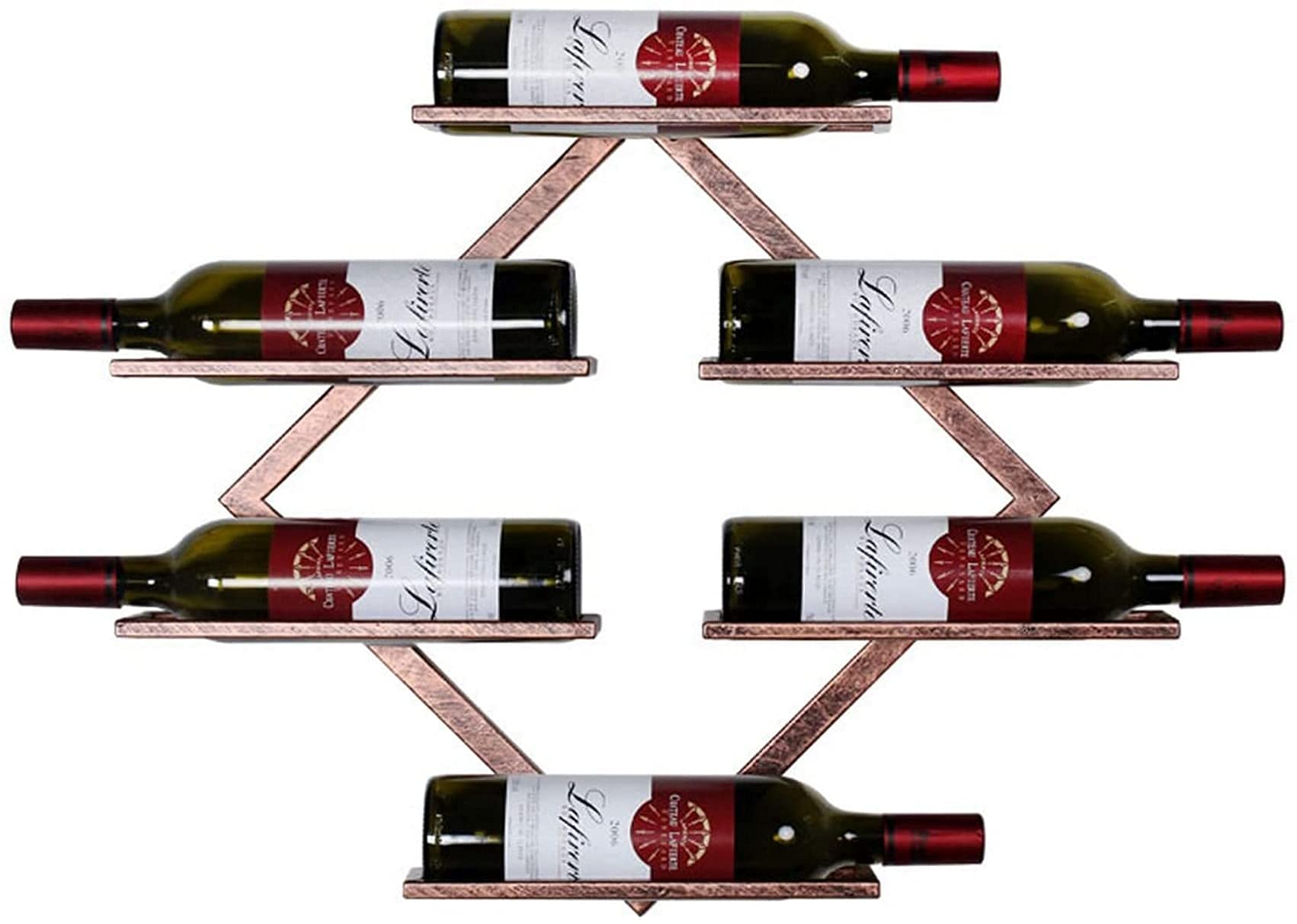 Étagère de décoration en fer métallique haut de gamme pour bouteilles de vin noir