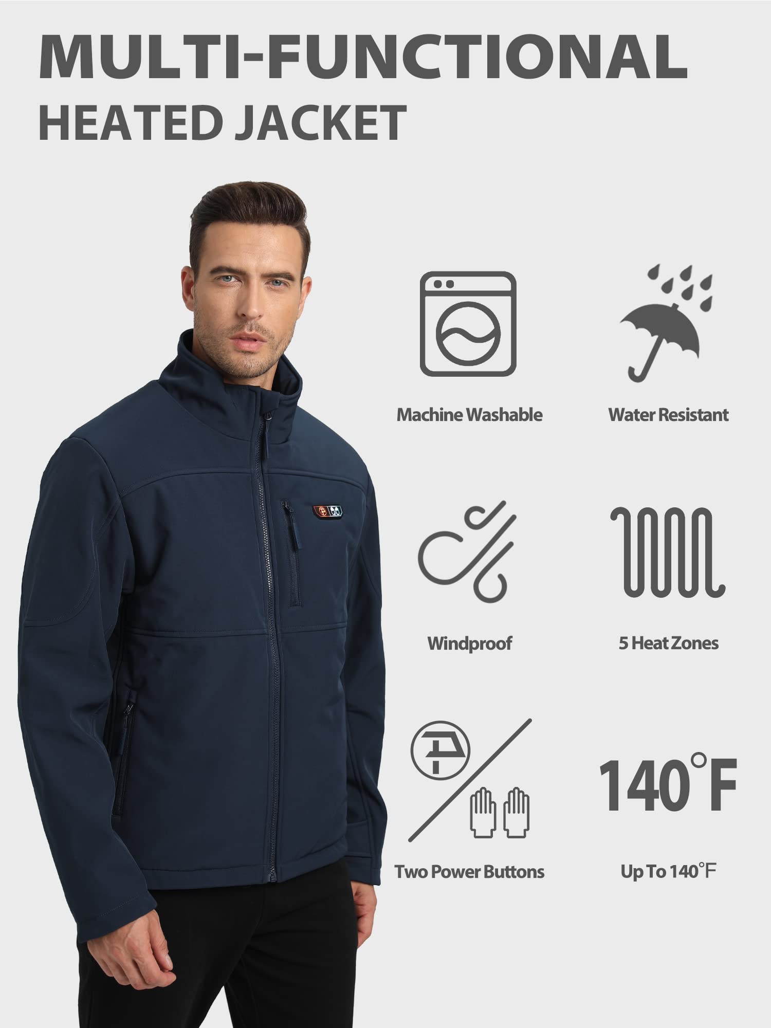 PTAHDUS Mens Heated Jacket Soft Shell