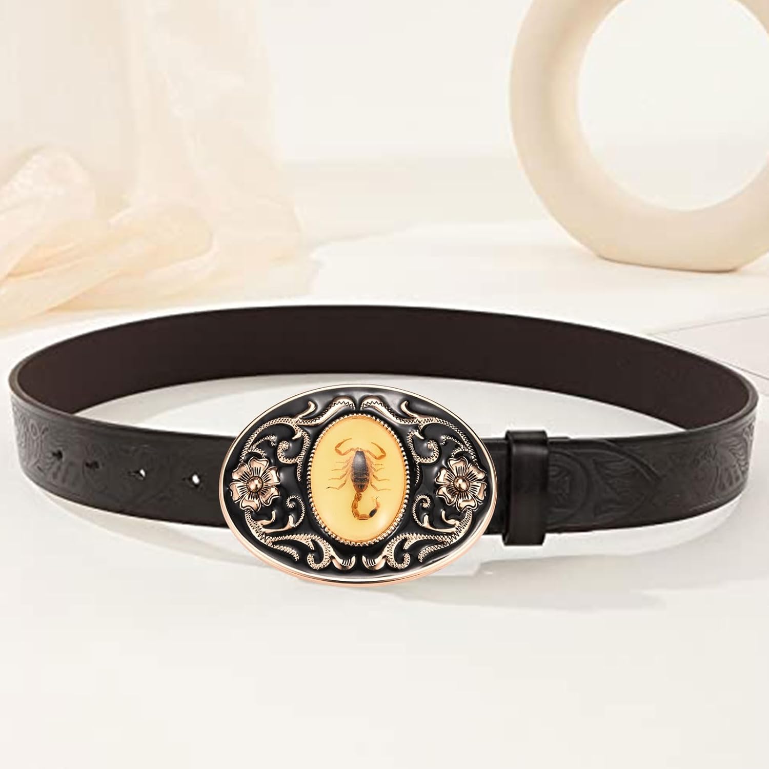 Belt Buckle for Women Men, Scorpion Western Floral Belt Buckles│Christmas Halloween Belt Buckle Gifts - Image 6