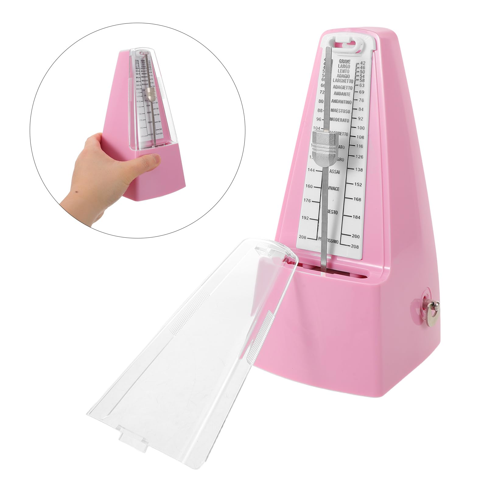 Metronomo Meccanico di Precisione per Esami Pianoforte Rosa | Compatibile Chitarra e Batteria, per Studenti e Musicisti Avanzati, Portatile, Metallo e Plastico