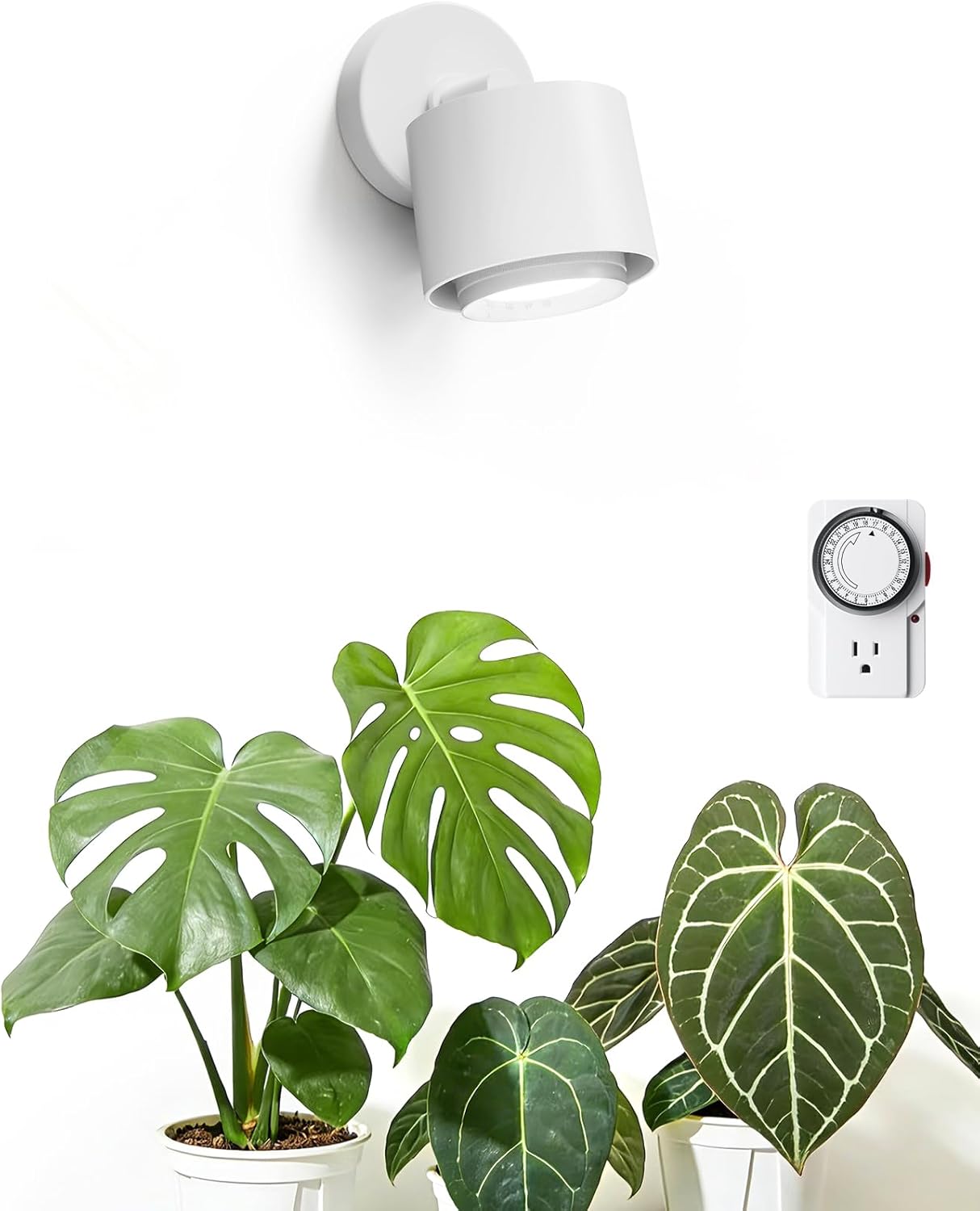 Barrina TR40a Track Grow Light for Indoor Plants, 40W Wall-Mounted Grow Bulbs with Adjustable Beam Angle (15°-60°), 5000K Full Spectrum Plant Spotlight with Timer & 16.4' Power Cord, 1-Pack