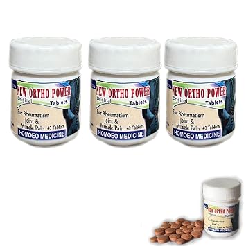 New Ortho Power Original Tablets for Rheumatism Joint & Muscle Pain, Homoeo Medicine, 40 Tablets, Pack of 3