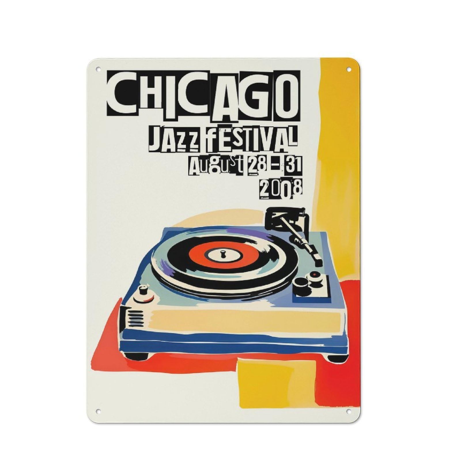 Junmoney Style-7 Tin Wall Plaque 40X30cm With Chicago Jazz Festival For Studio Or Craft Room, Suited To Studio Decor Lovers