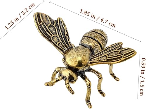 Miniatura 2 de VICASKY Estatua retro de latón, adorno de estatua de latón pequeño, estatua de artesanía de latón, escultura de abeja pequeña, dije de llave de