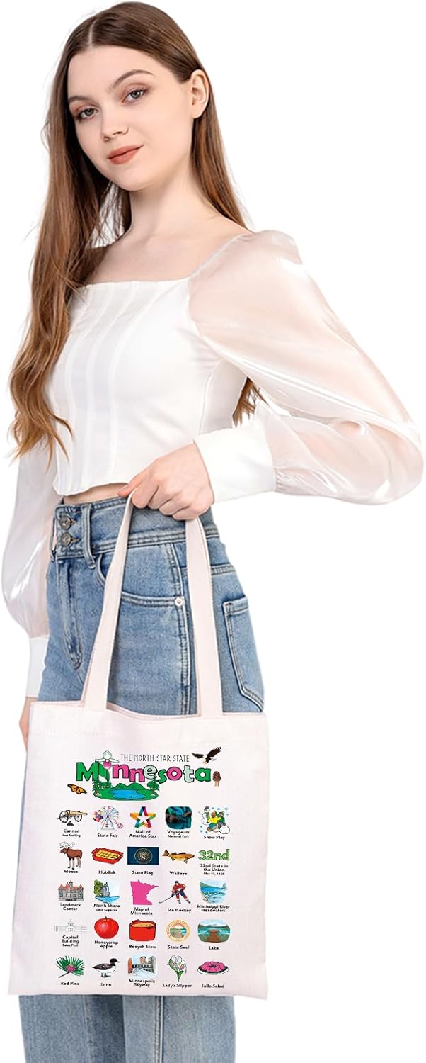 MEIKIUP Minnesota Gift The North Star State Minnesota Canvas Tote Bag Minnesota Trip Souvenir Tote Bag Minnesota Merchandise - Image 6