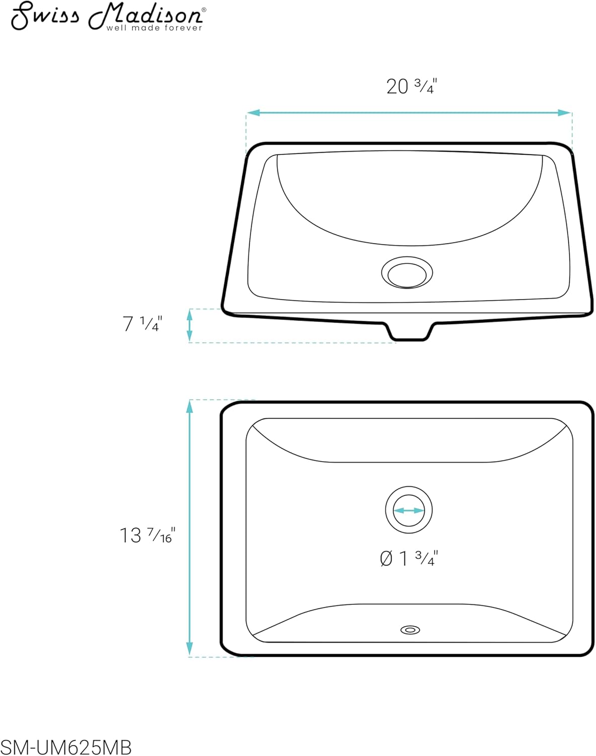 Voltaire 21" Rectangle Undermount Bathroom Sink in Matte Black