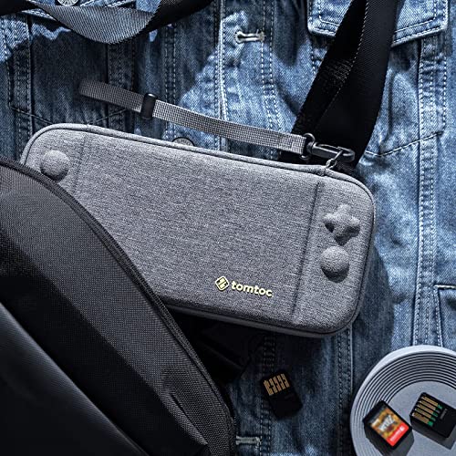 Tomtoc Switch Case For Nintendo Switch, Slim Switch Sleeve With 10 Game Cartridges, Protective Switch Carry Case For Travel, With Original Patent And Military Level Protection, Gray #TOP6