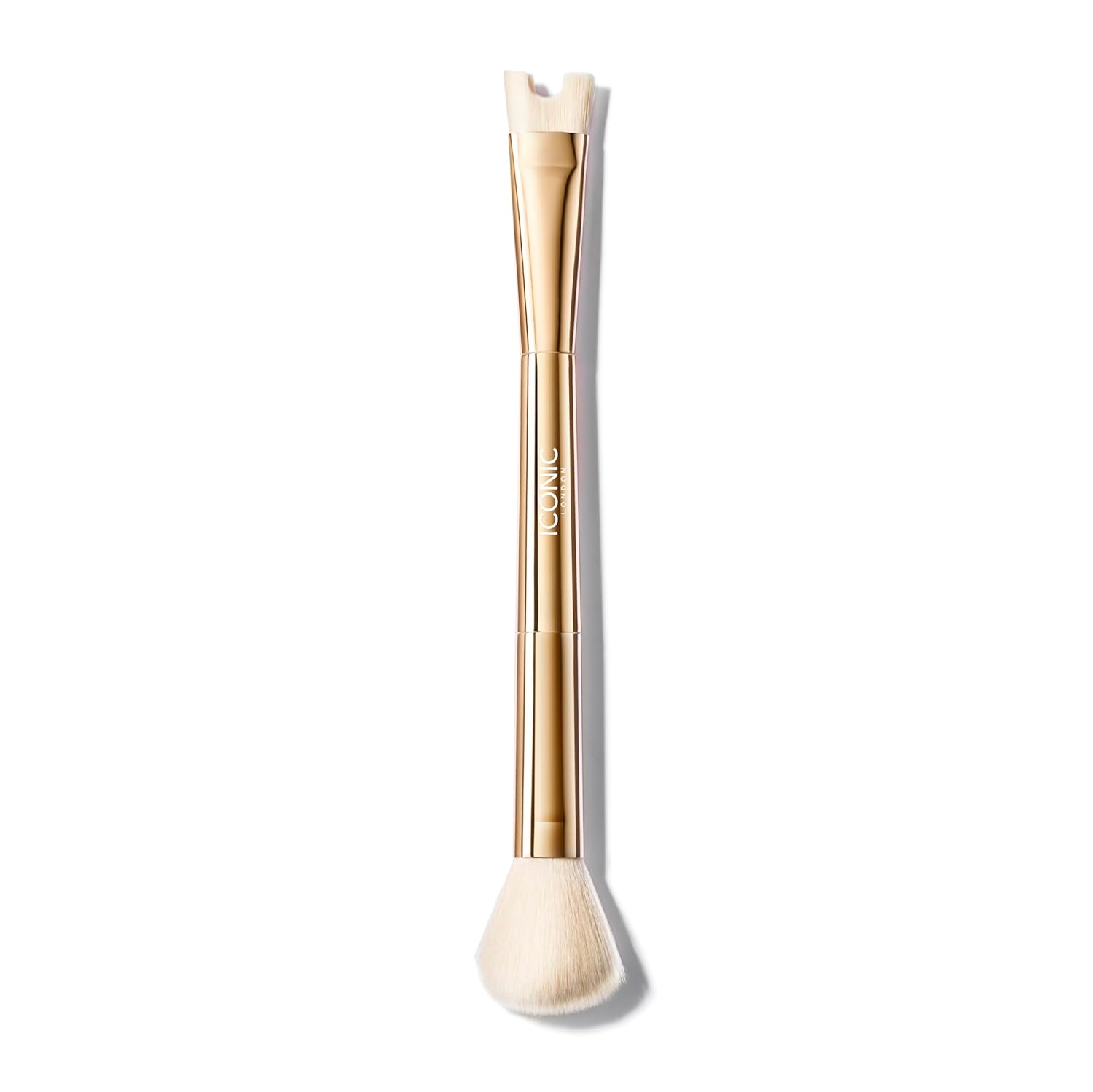 ICONIC LONDON Precision Duo Contour Brush | Two Sided Makeup Brush, Features a Buffing and a U-Shaped Contour Brush, Blend and Sculpt, Cruelty-Free