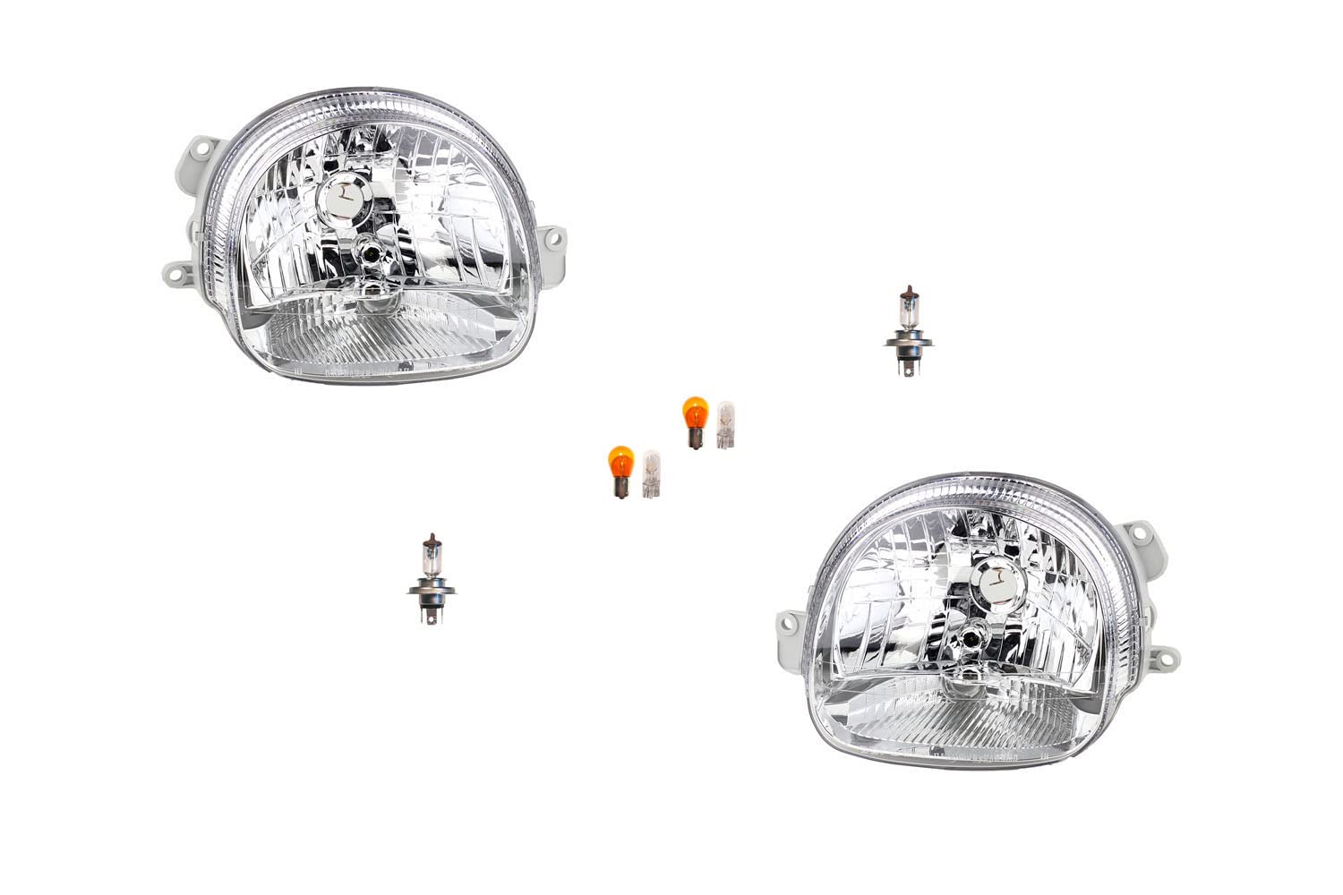 Kit Phares H4 Gauche + Droit Pour Renault Twingo II (03/2007-12/2011) – Réglage Électrique, Clignotant Clair, Boîtier Noir