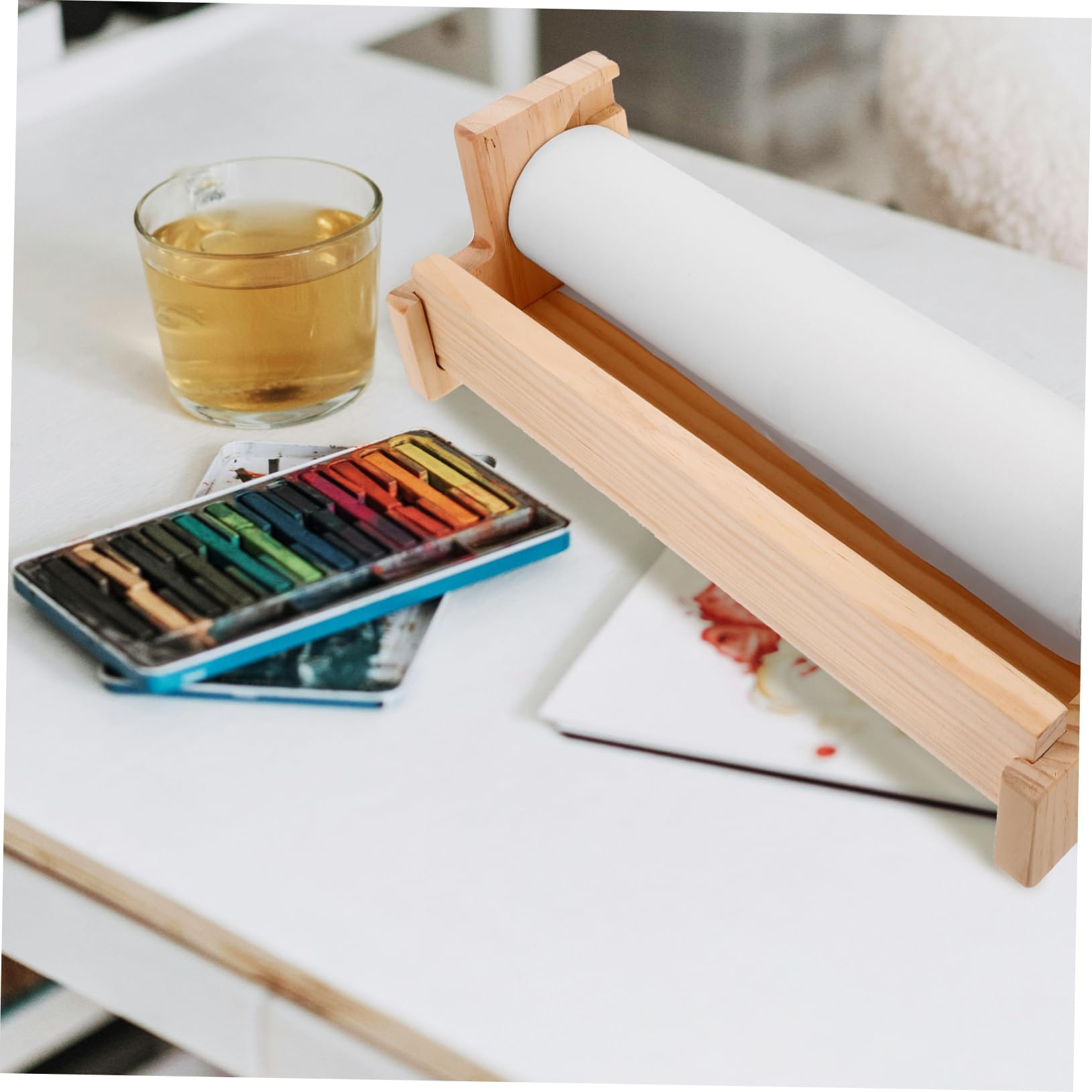 HOMSFOU Cavalletto da Tavolo per Pittura in Legno Multifunzionale Salvaspazio Rotolo di Carta per Attività Creative e Doodling per Ragazzo Ragazza